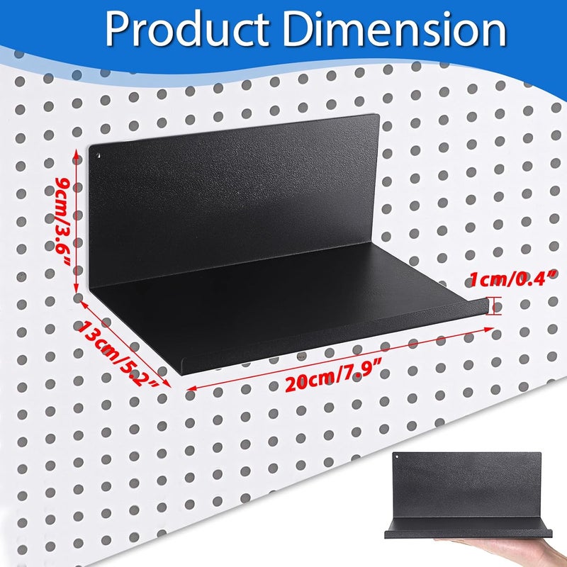 Kokone Magnetic Pegboard Shelves 6 Pack Small Pegboard Shelf for Garage Sturdy Steel Pegboard Accessories for Storing or Displaying Versatile Peg Board Shelf for Workbench,Craft Room,Home,Black - Image 3